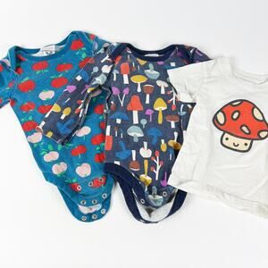 Hanna Andersson Mochi Baby bodysuit bundle size 6-12 mos 70 cm apples mushroom